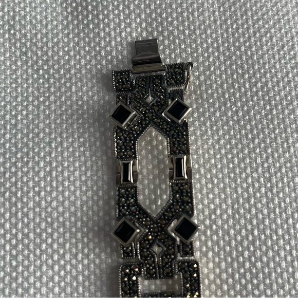 Judith Jack VINTAGE Malachite Onyx Wide Bracelet - Picture 5 of 7